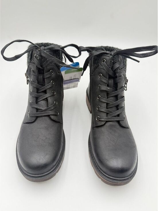 Wanderlust Shoes - WANDERLUST NWT Amy Black Waterproof Sweater Knit Collar Ankle Boots Size 9